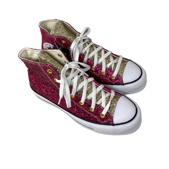 Converse Ctas Lift Shoe Platform For Women Glitter Red Beige Custom 570626C-WPGW - Picture 3 of 10